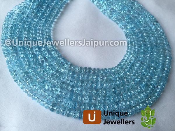 Sky Blue Topaz Far Faceted Roundelle Beads